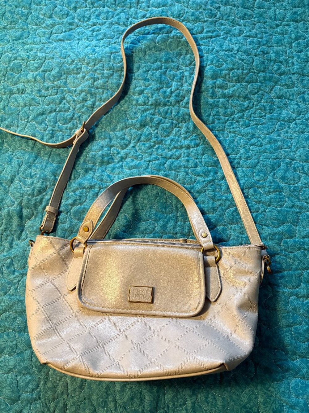 Frye & Co Faux Light Blue/Gray Leather Purse Shoulder Bag
